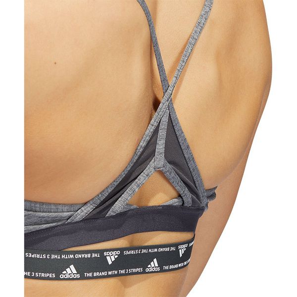 Grey Women's Adidas Aero 3 Stripes Sports Bra | 1578904-EP