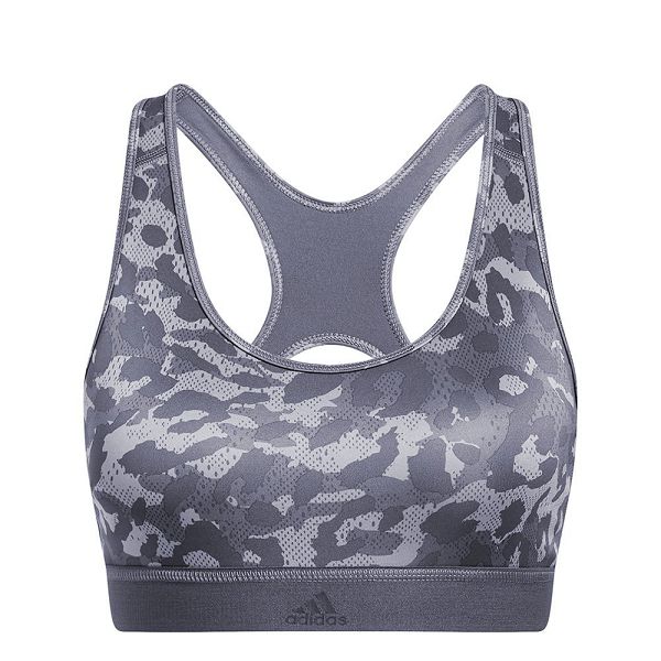 Grey Women's Adidas Believe This Medium Support Allover Print Sports Bra | 8406531-GC