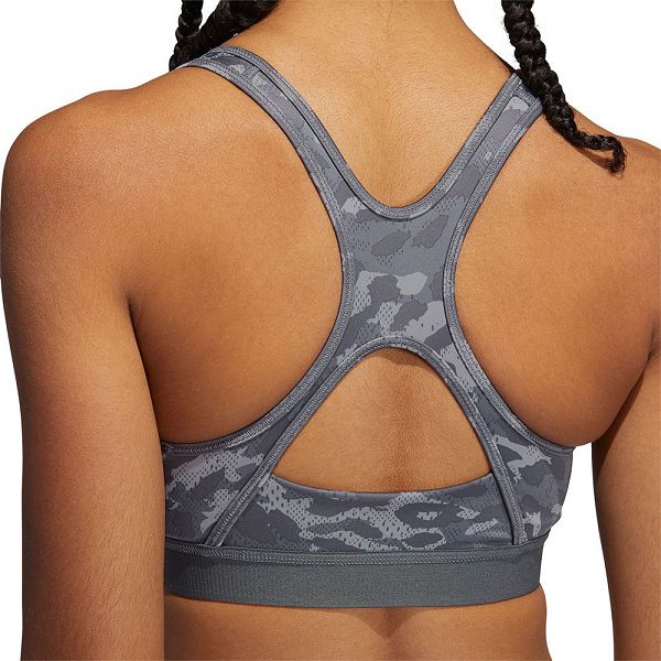 Grey Women's Adidas Believe This Medium Support Allover Print Sports Bra | 8406531-GC