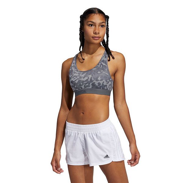 Grey Women\'s Adidas Believe This Medium Support Allover Print Sports Bra | 8406531-GC