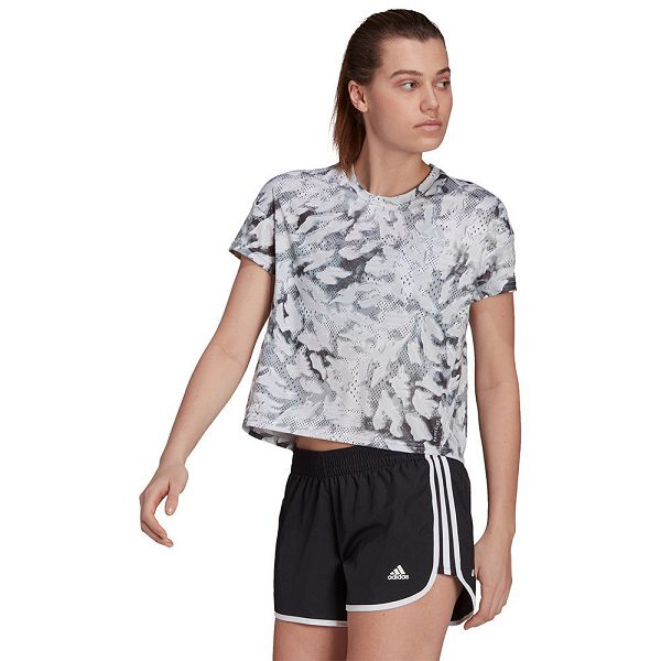 Grey Women\'s Adidas Fast Aop Short Sleeve T Shirts | 7350916-HW