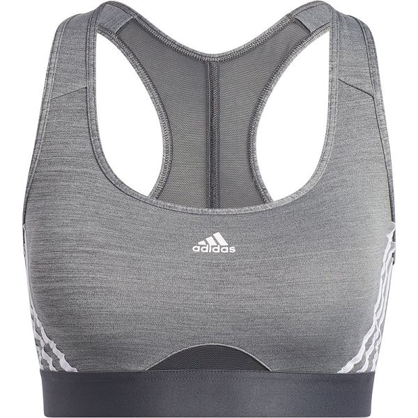 Grey Women's Adidas Power MS 3 Stripes Sports Bra | 2084619-OV