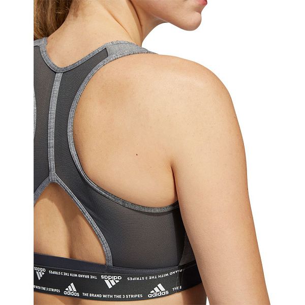 Grey Women's Adidas Power MS 3 Stripes Sports Bra | 2084619-OV