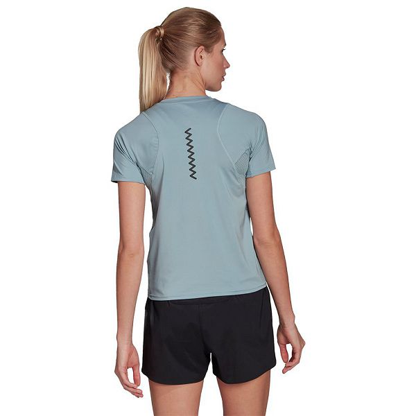 Grey Women's Adidas Run Fast PB Short Sleeve T Shirts | 5134279-AD