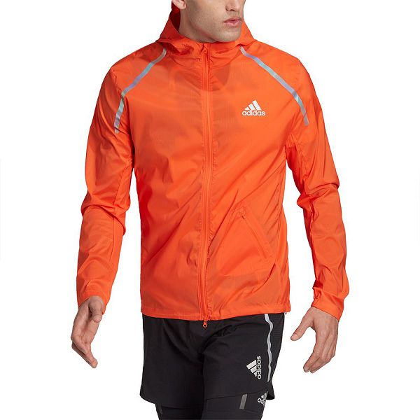 Orange Men\'s Adidas Marathon Jackets | 0315689-FA