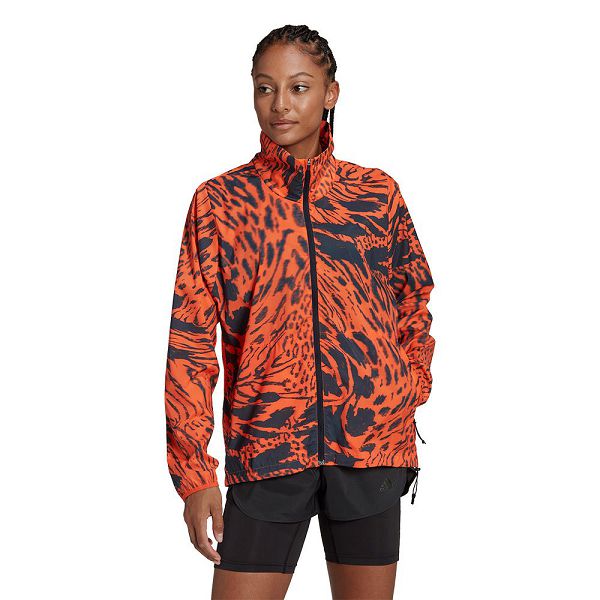 Orange Women\'s Adidas Fast Aop Jackets | 4608319-NQ