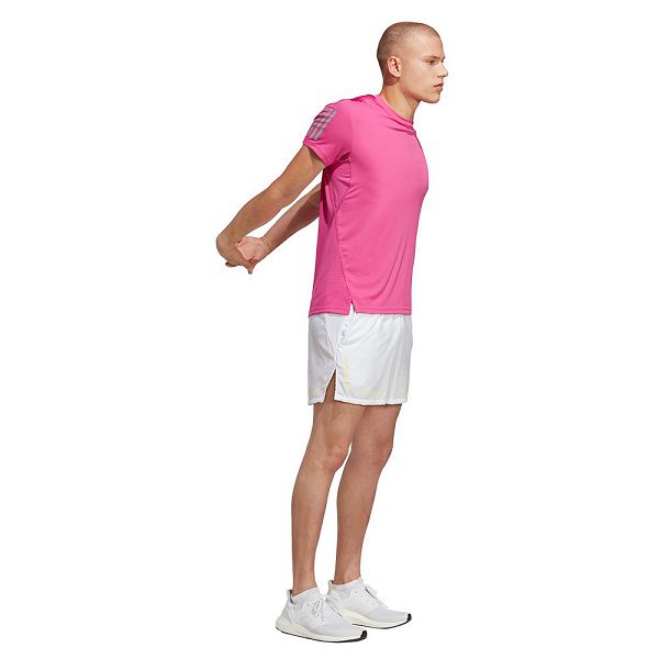 Pink Men's Adidas Own The Run Short Sleeve T Shirts | 2406785-OR