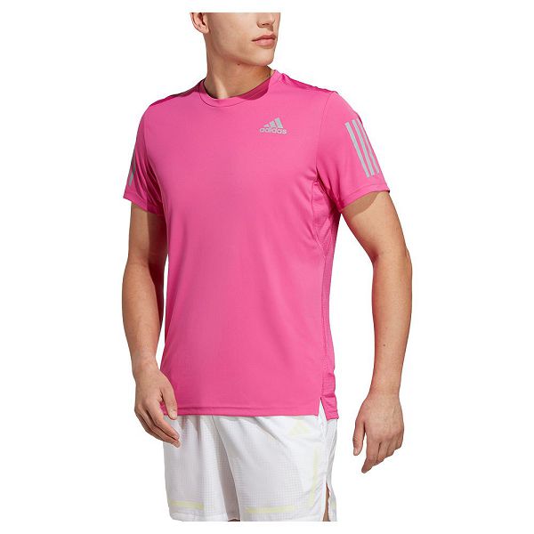 Pink Men's Adidas Own The Run Short Sleeve T Shirts | 2406785-OR