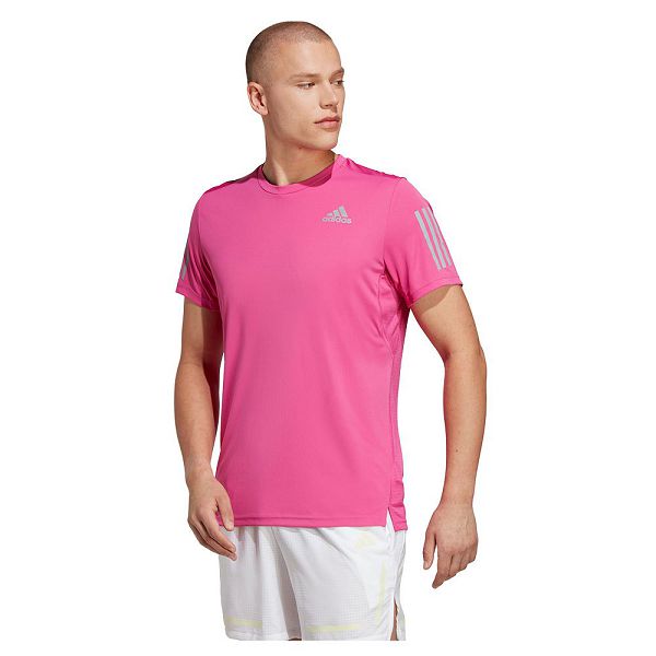 Pink Men\'s Adidas Own The Run Short Sleeve T Shirts | 2406785-OR