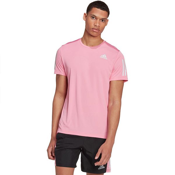 Pink Men's Adidas Own The Run Short Sleeve T Shirts | 7685013-HG