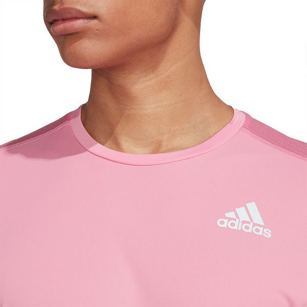 Pink Men's Adidas Own The Run Short Sleeve T Shirts | 7685013-HG