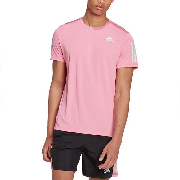 Pink Men\'s Adidas Own The Run Short Sleeve T Shirts | 7685013-HG