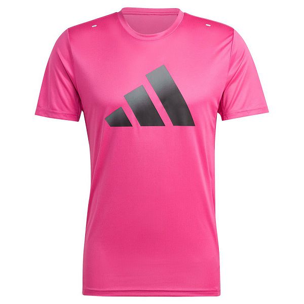 Pink Men's Adidas Run Icons 3 Bar Short Sleeve T Shirts | 8254930-BT