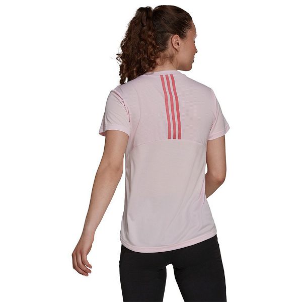 Pink Women's Adidas 3 Stripes Short Sleeve T Shirts | 7986021-KU