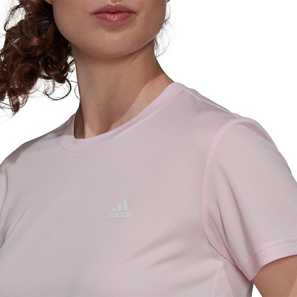 Pink Women's Adidas 3 Stripes Short Sleeve T Shirts | 7986021-KU