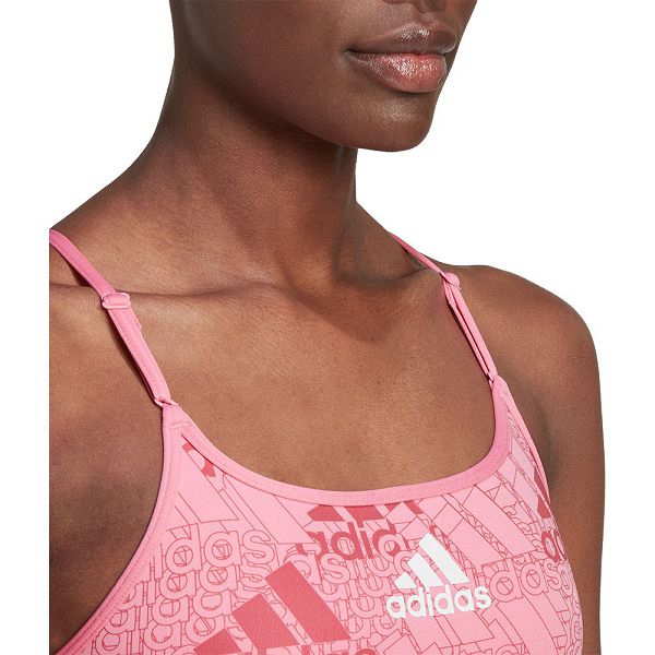 Pink Women's Adidas Aeroreact Light-Support Printed Sports Bra | 2710385-IK