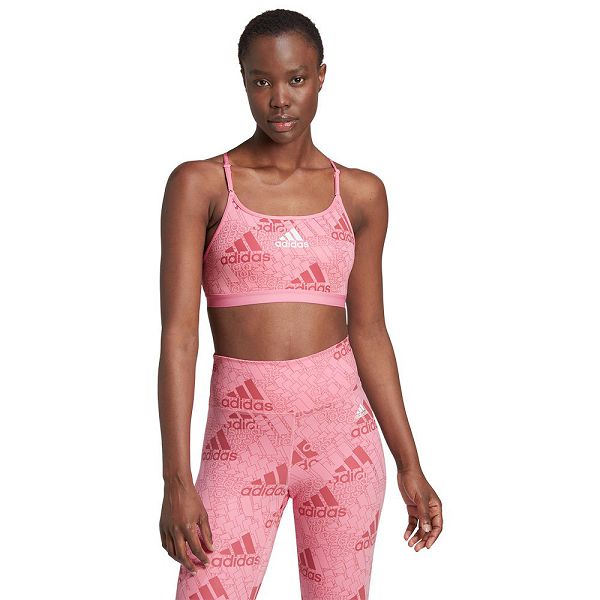 Pink Women\'s Adidas Aeroreact Light-Support Printed Sports Bra | 2710385-IK