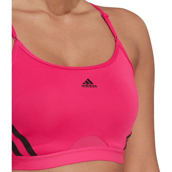 Pink Women's Adidas Aeroreact Light-Support 3 Stripes Sports Bra | 4791835-LT