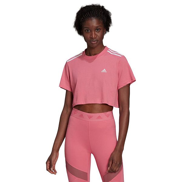 Pink Women's Adidas Cropped Short Sleeve T Shirts | 4713658-ID