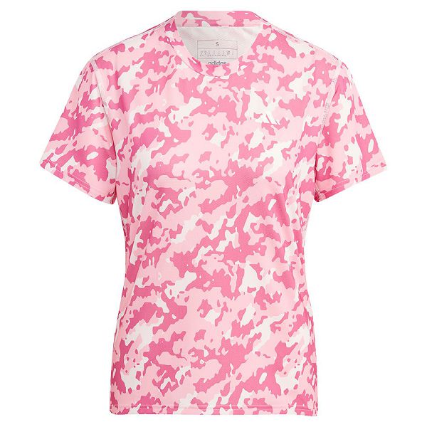 Pink Women's Adidas Own The Run Aop Short Sleeve T Shirts | 9725438-GV