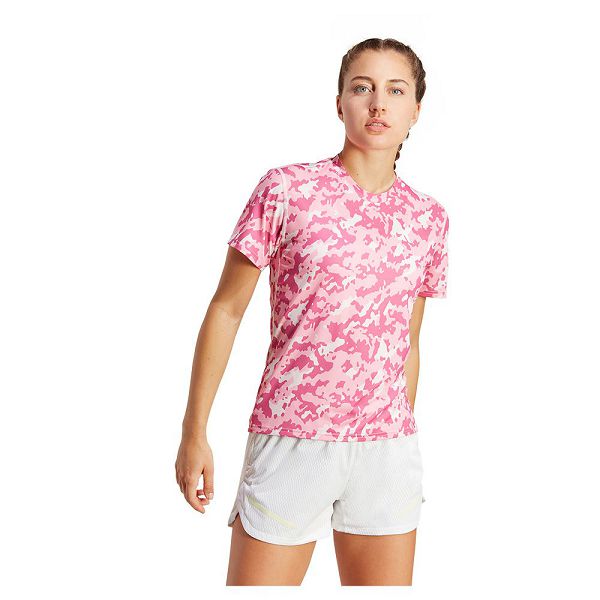 Pink Women\'s Adidas Own The Run Aop Short Sleeve T Shirts | 9725438-GV