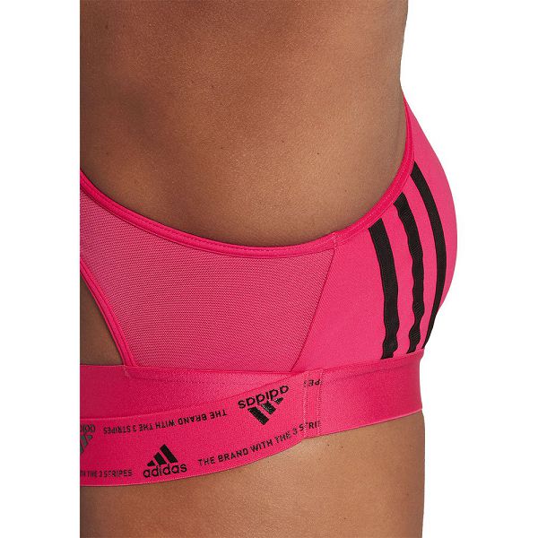 Pink Women's Adidas Power Medium-Support 3 Stripes Sports Bra | 2573048-CU