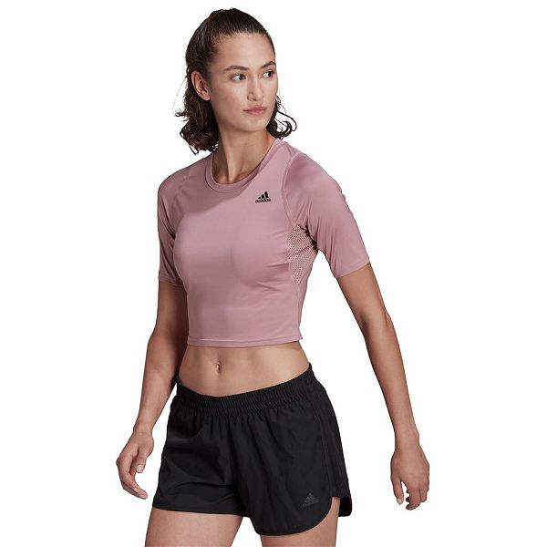 Pink Women's Adidas Run Fast Short Sleeve T Shirts | 3908254-SG