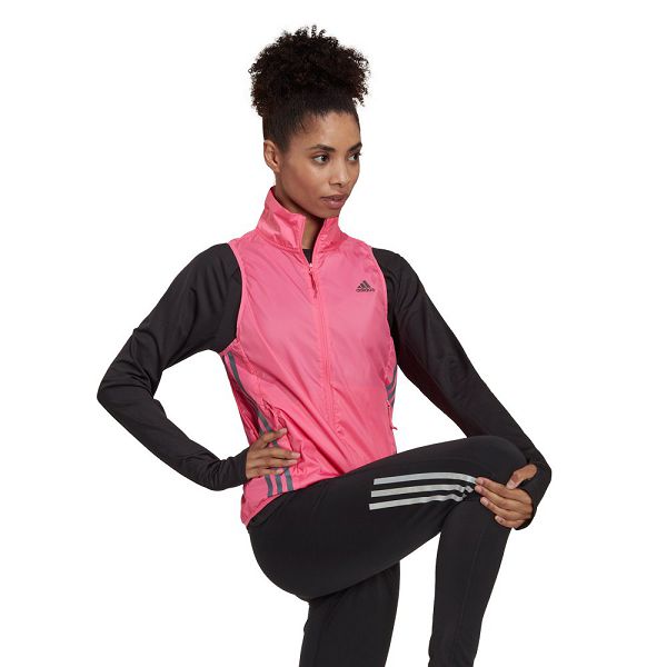 Pink Women's Adidas Run Icon 3 Stripes Running Gilet Vest | 2389601-NA