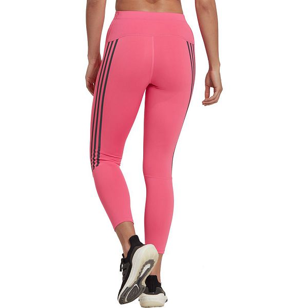 Pink Women's Adidas Run Icons 3 Stripes 7/8s Leggings | 8192076-ZJ