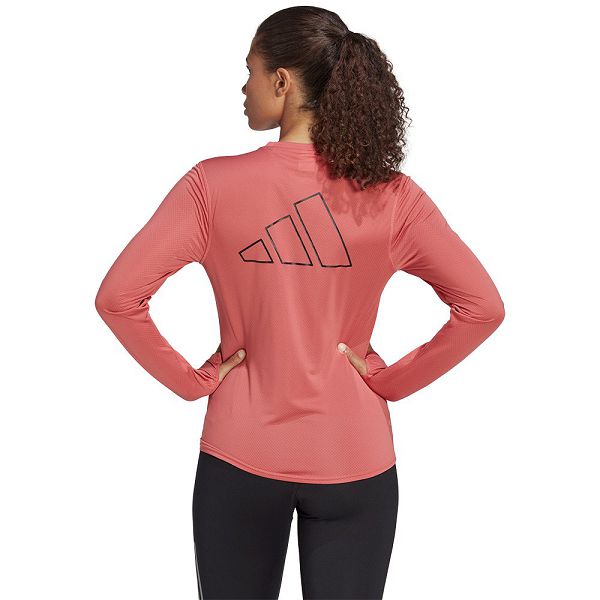 Pink Women's Adidas Run Icons Long Sleeve T Shirts | 5206894-KZ