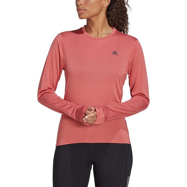 Pink Women\'s Adidas Run Icons Long Sleeve T Shirts | 5206894-KZ