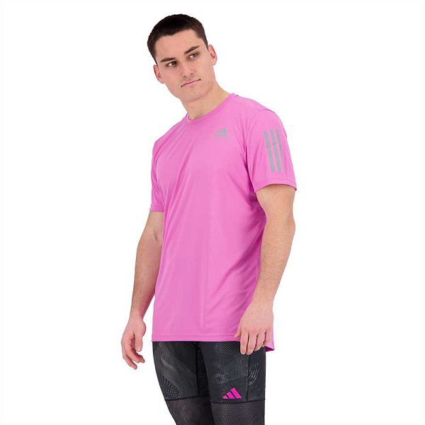 Purple Men's Adidas Own The Run Short Sleeve T Shirts | 1638950-MC