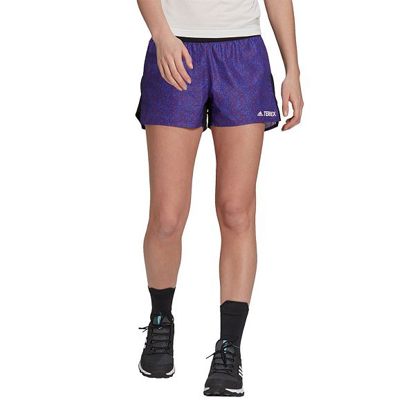 Purple Women\'s Adidas Terrex Primeblue Trail Graphic Shorts Pants | 9563284-BF