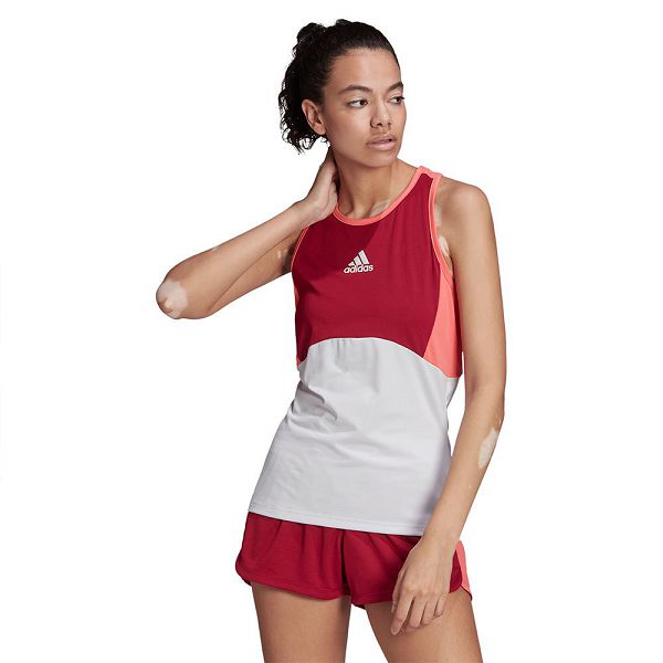 Red/Grey Women's Adidas CB Sleeveless T Shirts | 1584370-HI