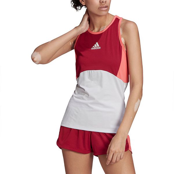 Red/Grey Women's Adidas CB Sleeveless T Shirts | 1584370-HI