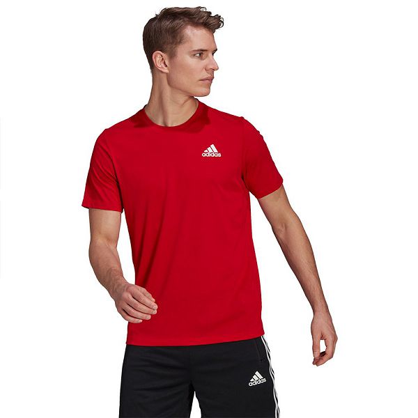 Red Men's Adidas Aeroready Designed 2 Move Sport Short Sleeve T Shirts | 3149680-IW