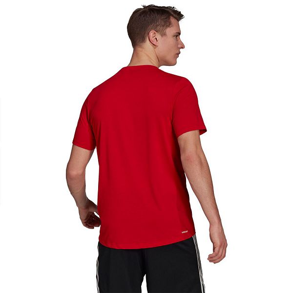 Red Men's Adidas Aeroready Designed 2 Move Sport Short Sleeve T Shirts | 3149680-IW