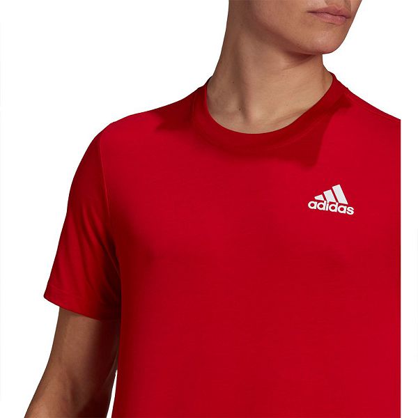 Red Men's Adidas Aeroready Designed 2 Move Sport Short Sleeve T Shirts | 3149680-IW