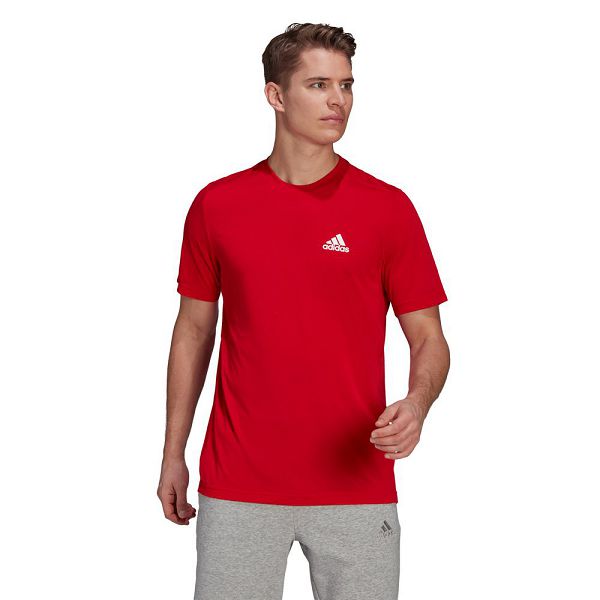 Red Men\'s Adidas Aeroready Designed 2 Move FeelReady Sport Short Sleeve T Shirts | 6048129-LF