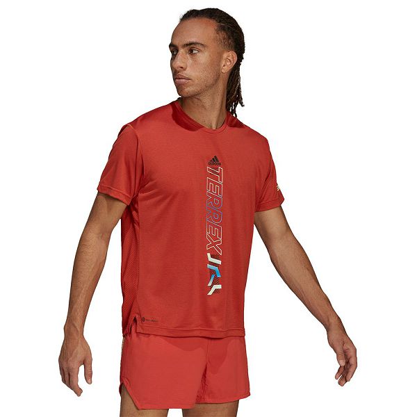 Red Men's Adidas Agravic Short Sleeve T Shirts | 7418502-TX