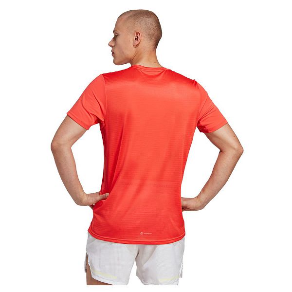 Red Men's Adidas Own The Run Short Sleeve T Shirts | 7902853-VW