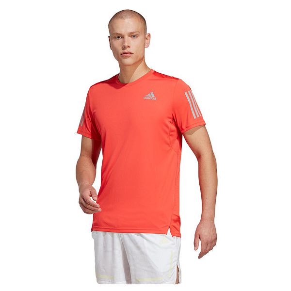 Red Men\'s Adidas Own The Run Short Sleeve T Shirts | 7902853-VW