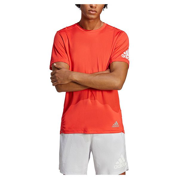 Red Men\'s Adidas Run It Short Sleeve T Shirts | 0429513-TY