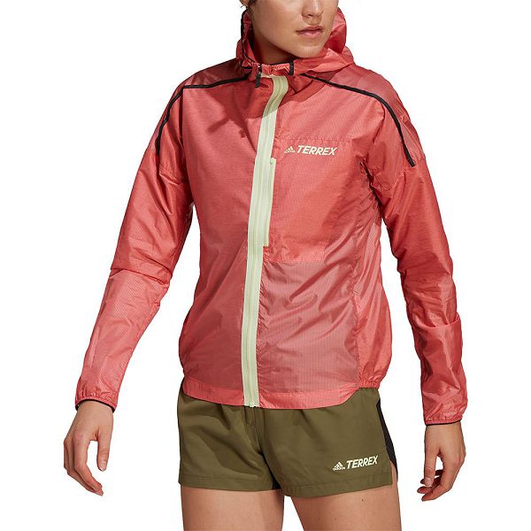 Red Women's Adidas AGR Windbreaker Jackets | 1732950-KX