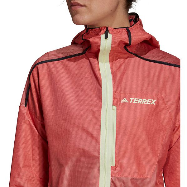 Red Women's Adidas AGR Windbreaker Jackets | 1732950-KX