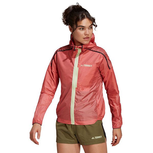 Red Women\'s Adidas AGR Windbreaker Jackets | 1732950-KX