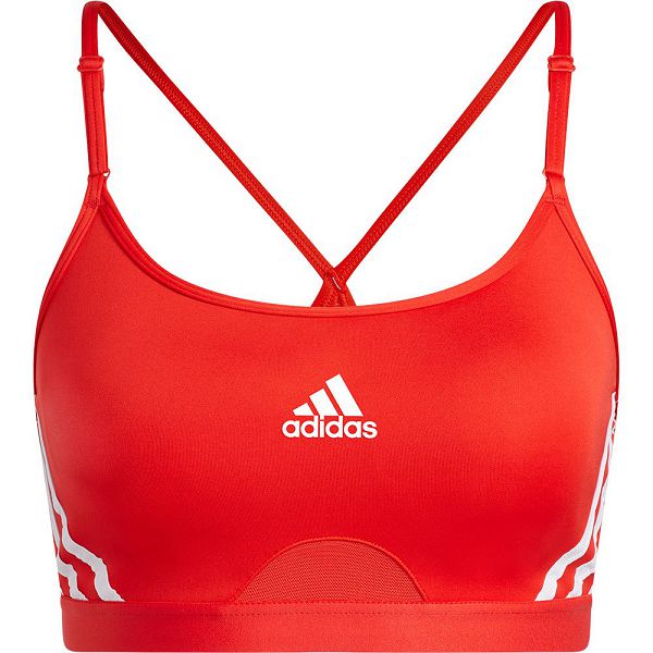 Red Women's Adidas Aero 3 Stripes Sports Bra | 7123958-RZ