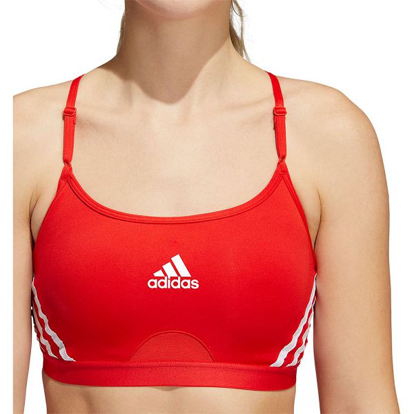 Red Women's Adidas Aero 3 Stripes Sports Bra | 7123958-RZ