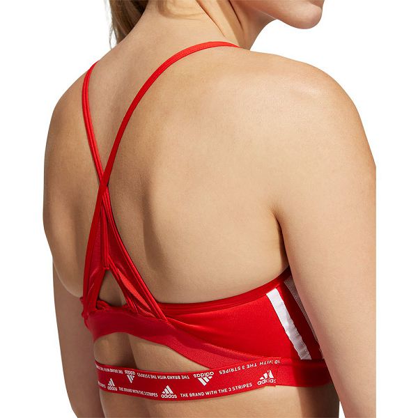 Red Women's Adidas Aero 3 Stripes Sports Bra | 7123958-RZ