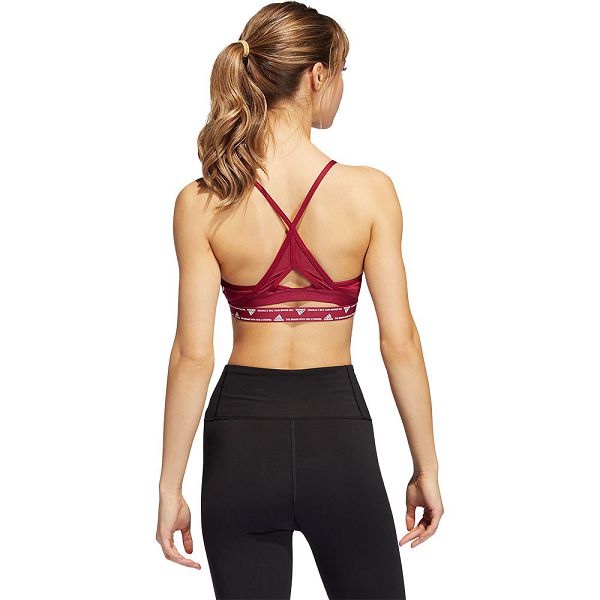 Red Women's Adidas Aero 3 Stripes Sports Bra | 9758234-KB